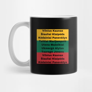 Lithuania Flag Colors with Cities Mug